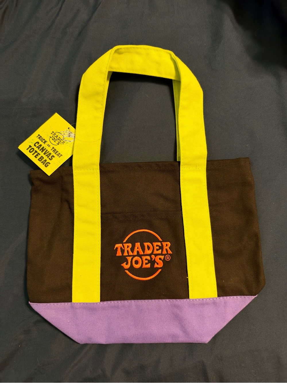 Trader Joe’s Halloween Mini Canvas Tote Bag - Black, Lime, Purple